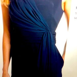 Eliza J Navy Blue Cascading Wide Leg Jumpsuit Sz6